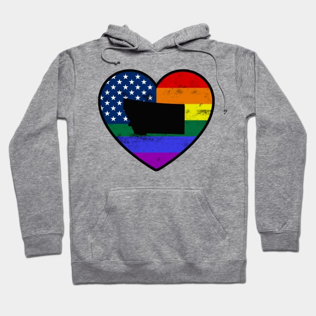 Montana United States Gay Pride Flag Heart Hoodie by TextTees